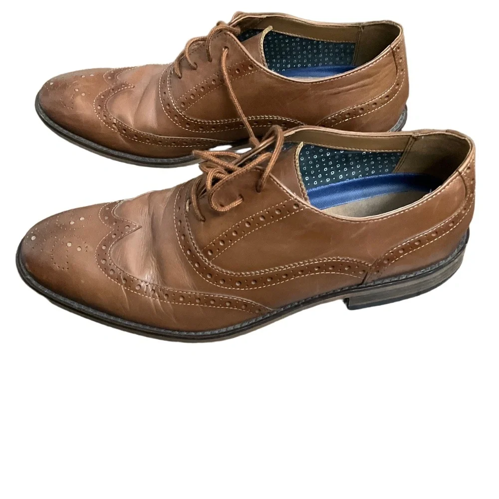 Bostonian Commonwealth Brown Brogue Wingtip Lace Up Dress Shoes Size 9